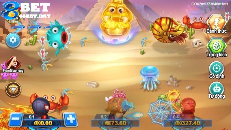 Bàn chơi sẽ xuất hiện, anh em vào game và bắn cá cực đã